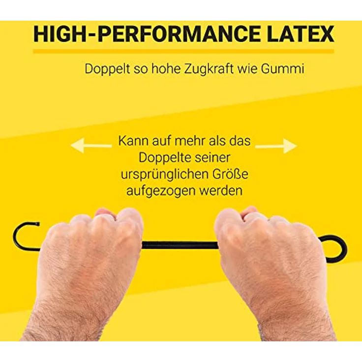 PRETEX Spanngummi mit Haken - Set mit 25 Stück x 18cm Expander mit Öse - Hochbelastbare Gummispanner für Camping und Anhänger - Latex und Stahl, wetterfest – Bild 3