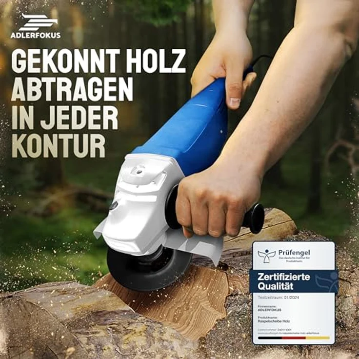 Adlerfokus Holz Schleifscheibe 115mm für Winkelschleifer, EXTRA SCHARF, robust, für Schleifen, Fräsen und Modellieren mit Holz – Bild 3