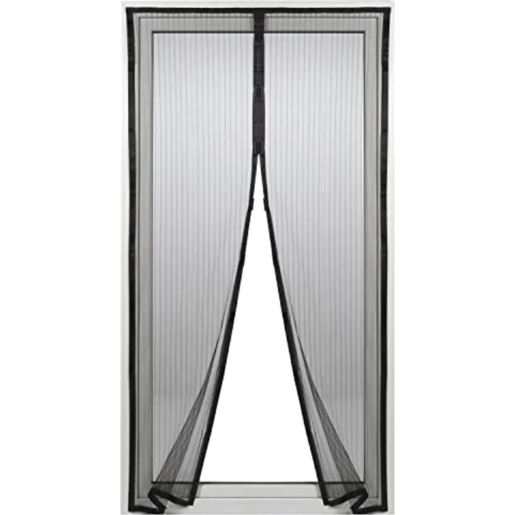 GARDINIA Insektenschutz für Balkontür und Terrassentür, Wetterfest und UV-beständig, Schnell und einfach montierbar mit selbstklebendem Klettband, Fliegengitter mit Magnet, 110 x 220 cm, Schwarz – Bild 4