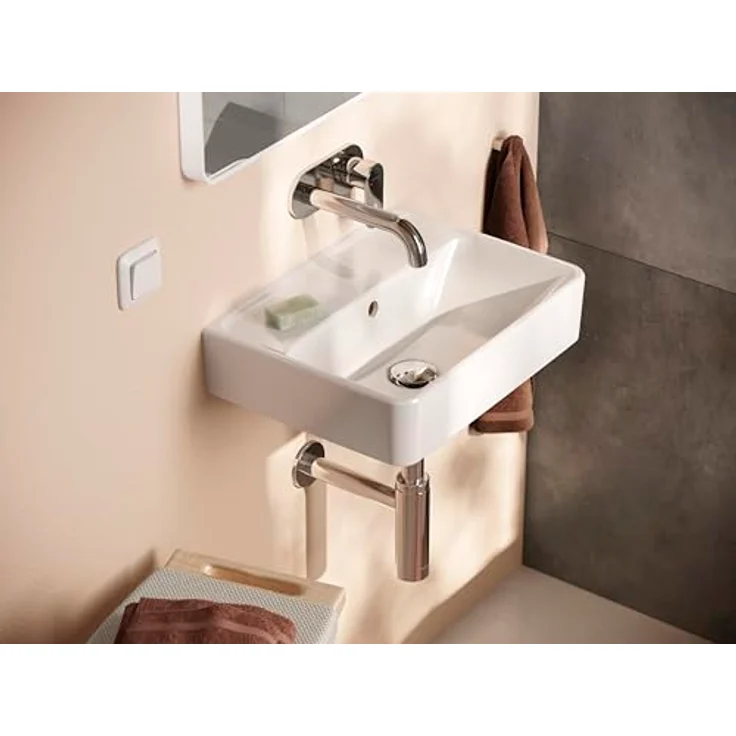 hansgrohe Xanuia Q Handwaschbecken, ohne Hahnloch, mit Überlauf, 450x340mm, weiss, Keramik – Bild 4
