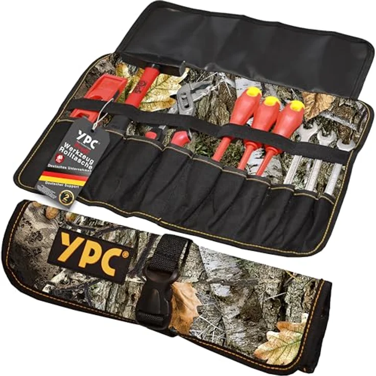 YPC VarioRoll L, Werkzeugtasche rollbar mit 10 Steckfächern und 4 Halteschlaufen, 45x32cm, wasserfestes Oxford 600D Polyester – Bild 1
