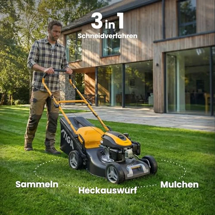 STIGA Benzinrasenmäher Combi 48 S, 46 cm Schnittbreite, 139 cm³ Benzinmotor, Radantrieb, inklusive Mulcheinsatz – Bild 6
