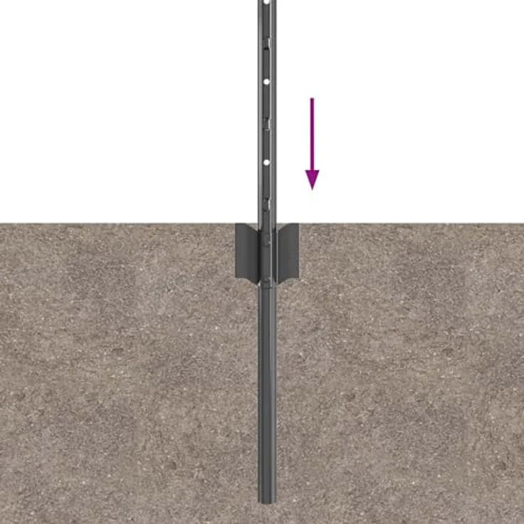 vidaXL Zaunpfosten U-Profile Set, 5 Stück graue Metallpfosten, 80 cm, pulverbeschichtet – Bild 5