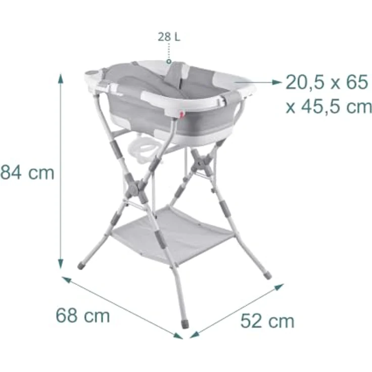 relaxdays Faltbare Babybadewanne mit Gestell, ergonomisch und platzsparend, Grau/Weiße – Bild 4