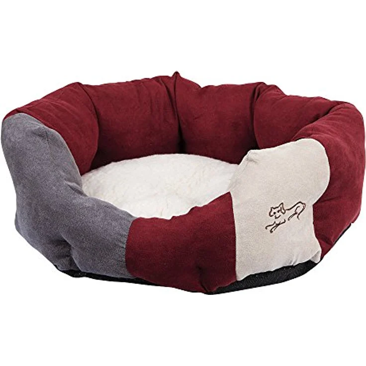Kerbl 81270 Kuschelbett Amelie, L 71 x B 64 cm, bordeauxrot/anthrazit – Bild 2