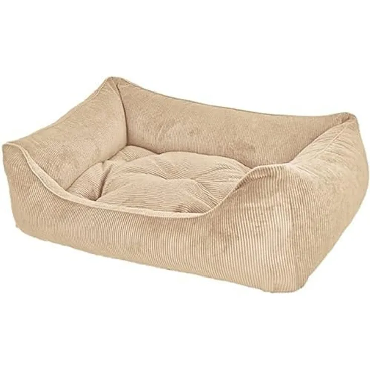 Dandy Dog Hundebett Relax Beige - abziehbar Bezug und Füllung waschbar Kuschelig robuster Samtcord hochwertige Qualität Made in Germany - Größe M