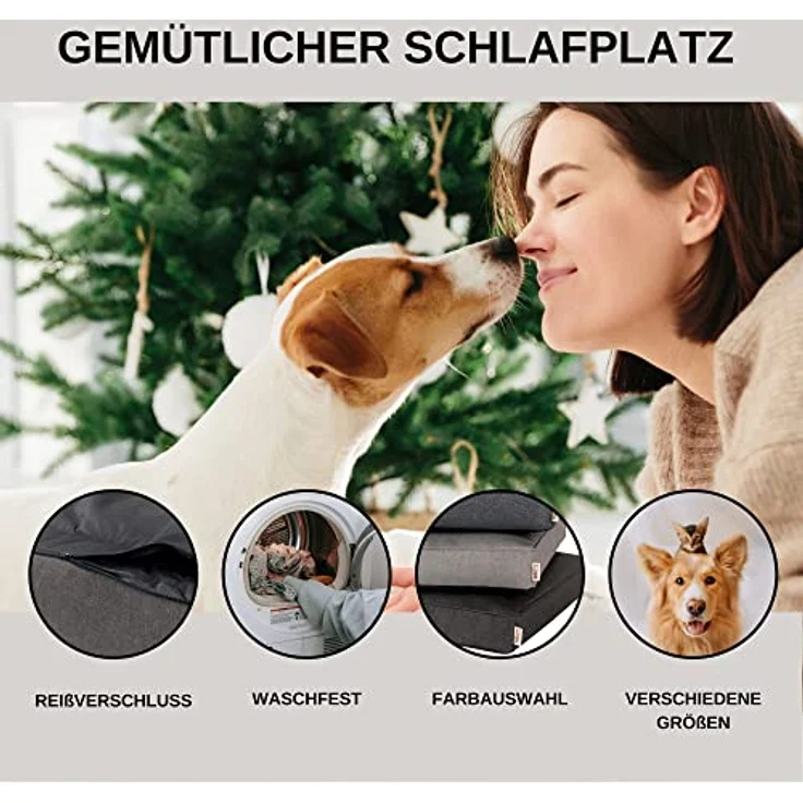 MehrSchlaf MSS e.K. Hundebett Sofa 60 x 44 cm S in Beige mit abnehmbarem Velours-Bezug und weicher Polsterung, waschbares Hundekissen 60 x 44 x 23 cm - Große Hunde – Bild 3