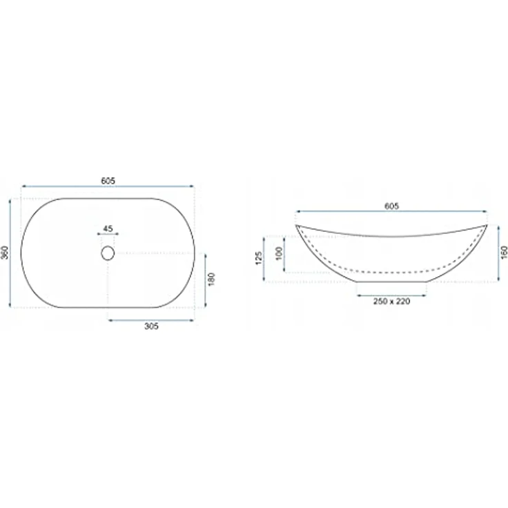 wohnwerk.idee Aufsatzwaschbecken Waschbecken Marmor Optik 60,5x36cm Royal Granit, einzigartiges und unnachahmliches Muster in Naturstein-Optik, Farbe: Royal Granit – Bild 5
