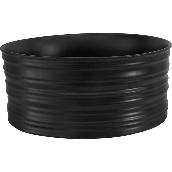 LuxeBath Waschbecken Aufsatzwaschbecken aus Keramik Rund 41x18 cm, Schwarz