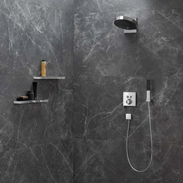 hansgrohe Kopfbrause Rainfinity 250 1jet EcoSmart, Wandmontage, mattweiss, 9.40 l/min Durchflussrate, Strahlart PowderRain – Bild 3