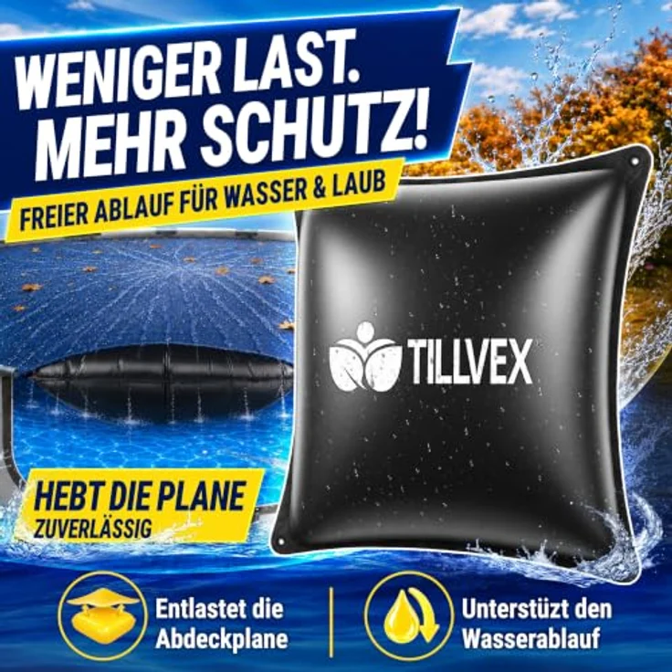 tillvex® Poolkissen Winter 3x XXL 120x120cm, Luftkissen frost- & chlorbeständig bis -20°C mit 12m Seil & Reparaturkit, Überwinterung für Pool – Bild 3