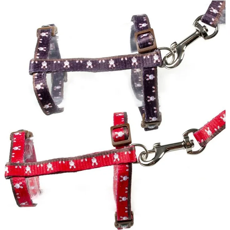 DUVO+ Geschirr Kaninchen-Spazierset II, verstellbar von 25-45 cm, inklusive Leine 120 cm, verschiedene Farben (Farbauswahl durch Verkäufer)