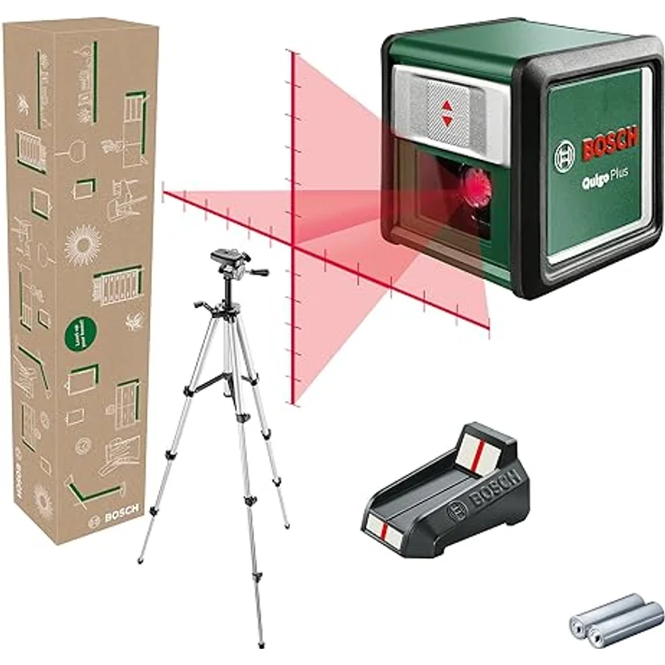 BOSCH Kreuzlinienlaser Quigo Plus, Laser im eCommerce-Karton mit Höheneinstellung und Stativ – Bild 1