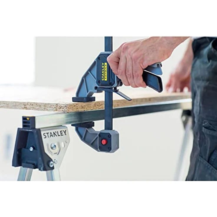 STANLEY Gerüst STST81337-1, klappbarer Aluminium-Arbeitsbock, bis 450 kg belastbar, Zwillingspack mit Metallschiene, rutschfeste Gummiauflage – Bild 12