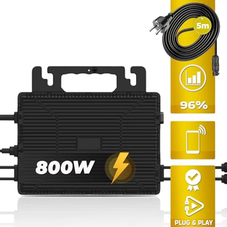 SUNNIVA Astro-E Mikro-Wechselrichter TM-L800Mi, 800 W für Balkonkraftwerk, IP67 wetterfest, Plug-&-Play, 2 MPPT, Bluetooth & WiFi, inkl. 5 m Anschlusskabel – Bild 2