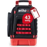 Wiha Mechaniker Werkzeugrucksack 41-tlg. I mit Mechaniker Grundausstattung I stabiler Standboden I mit Laptopfach I Taschen für Zubehör (45529)