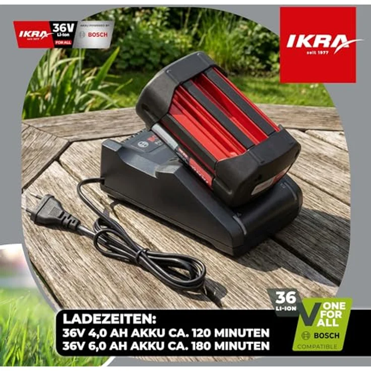 IKRA BOSCH Ladegerät 36 Volt AL 36V-20, schnelles Ladegerät mit LED-Anzeige und intelligenter Überlastsicherung – Bild 5