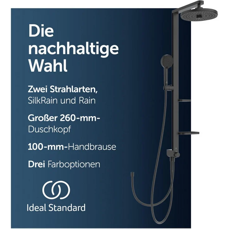 Ideal Standard Duschsystem Ceraflow Alu+, 110.40 cm, Multifunktionsbrause aus 84% recyceltem Aluminium, WRAS-zertifiziert – Bild 1