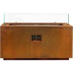 Intergrill Gasfeuerstelle Fire Pit | 125 x 50 x 81,5 cm | Feuerschale für Garten mit Lavasteinen und Glas | Cortenstahl Rostoptik