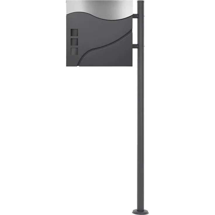 ML-DESIGN Standbriefkasten Anthrazit, Briefkastenanlage mit Zeitungsfach und Standfuß, Edelstahl pulverbeschichtet, Höhenverstellbar 120 cm