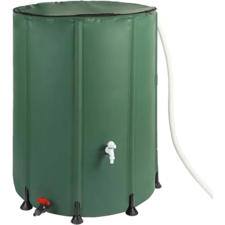 WESTMANN Faltbare Regentonne | 500 Liter Grün | Regenwassertank & Regenfass mit 2 Abläufen
