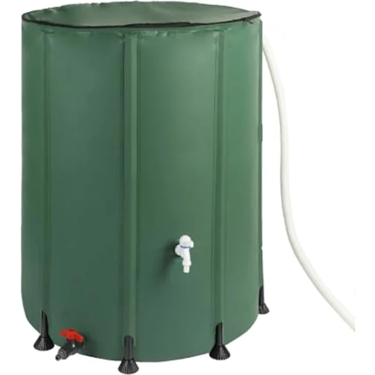 WESTMANN Faltbare Regentonne | 500 Liter Grün | Regenwassertank & Regenfass mit 2 Abläufen – Bild 1