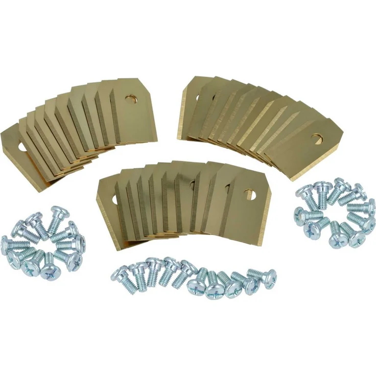 vhbw Rasenmähermesser für Gardena Sileno+, Sileno, R50Li, R80Li, R45Li, R70Li, R75Li, Titan-Apatit, 30x Ersatz-Klingen in Gold zum schnellen Wechsel