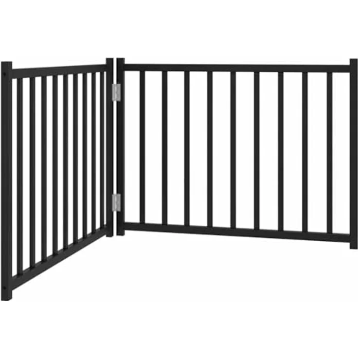 vidaXL Hundetor 3-TLG., Hundegitter Faltbar Pflegeleicht, Schwarz Massivholz Tanne – Bild 1