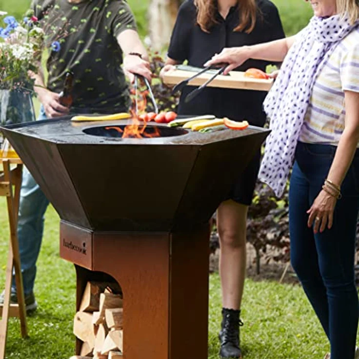 Barbecook Feuerschale mit Feuerplatte Nestor Original bbq grill und plancha aus Cortenstahl, 92x92x101cm – Bild 2