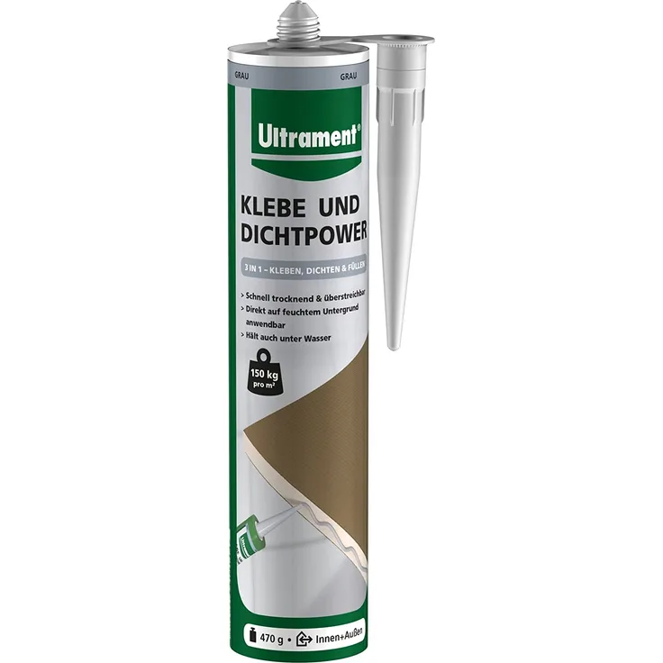 Ultrament Klebe- und Dichtpower grau, 470 g