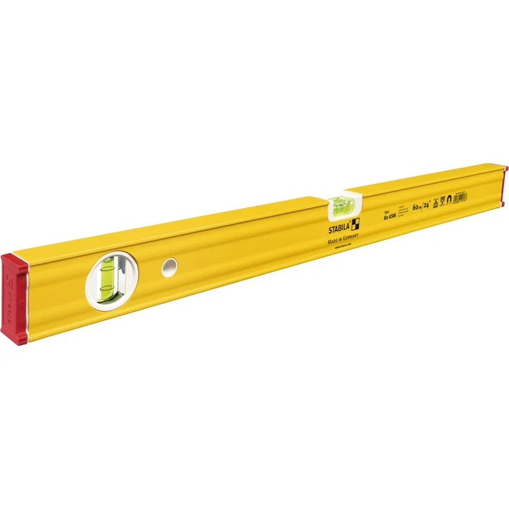 STABILA Magnet-Wasserwaage Type 80 ASM, 60 cm, verstärktes Alu-Profil, extrastarkes Seltenerd-Magnetsystem, 1 Horizontal-Libelle, 1 Vertikal-Libelle, integrierte Rutsch-Stopper, Made in Germany – Bild 1