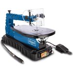 Scheppach Dekupiersäge DECO MAX 230-240V 50Hz 90W | Schnitthöhe/-tiefe: 50 / 405 mm inkl. Variabler Drehzahl | LED Leuchte + Fußpedal + flexibler Welle & 64 tlg. Werkzeugset - Preisvergleich