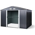 ALEOS. Gartenhaus Geräteschuppen 7m² 301x238cm aus verzinktem Stahlblech anthrazit Metall mit Doppelschiebetür Türhöhe 170cm Schuppen Gartenhaus