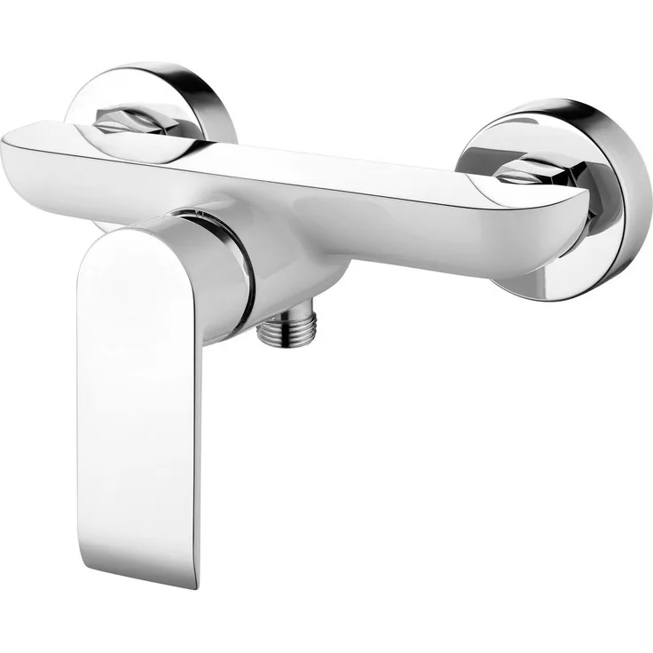 Primaster Duscharmatur Alaska, Einhebelmischer in Weiß mit Hochdruck-Anschluss, verchromter Oberfläche