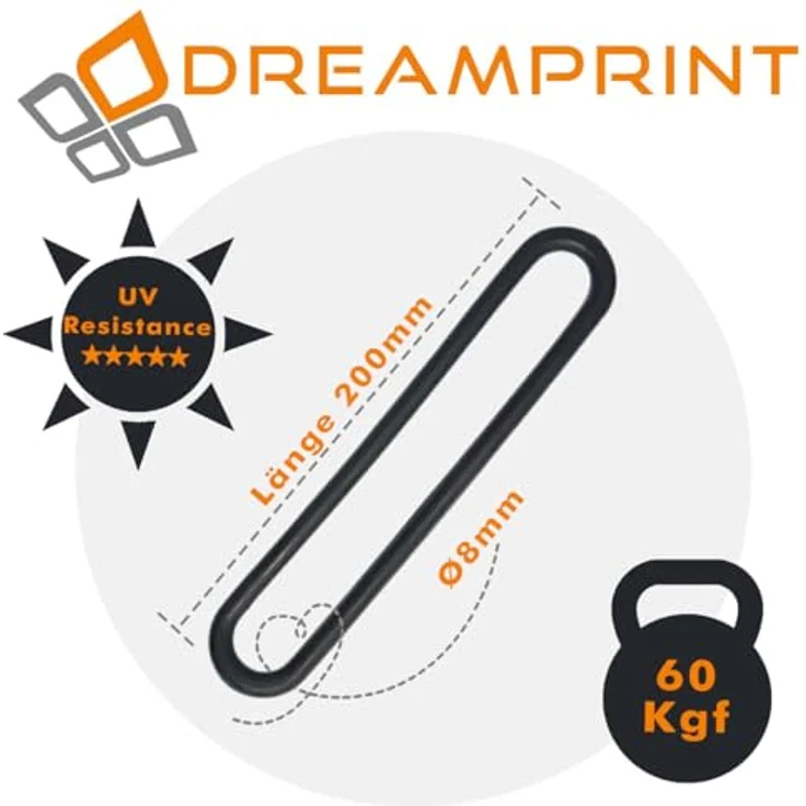 Dreamprint 100x Gummispannringe 20 cm 8 mm oval schwarz Gummischlinge Gummi-Spannring Gummiband Gummispanner für Anhänger LKW Plane – Bild 2