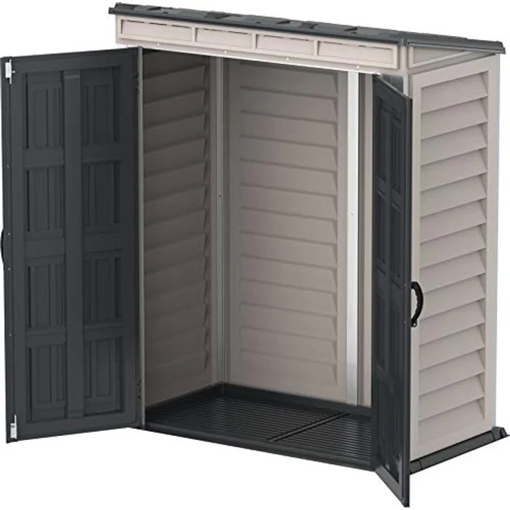 Duramax YardMate Pent Roof PLUS 5 x 3 (1.57 m²) Kunststoff gerätehaus mit robustem Kunststoffboden, Dachkonstruktion aus robustem Metall, feuerfest und wartungsfrei, dunkelgrau/ Adobe – Bild 2