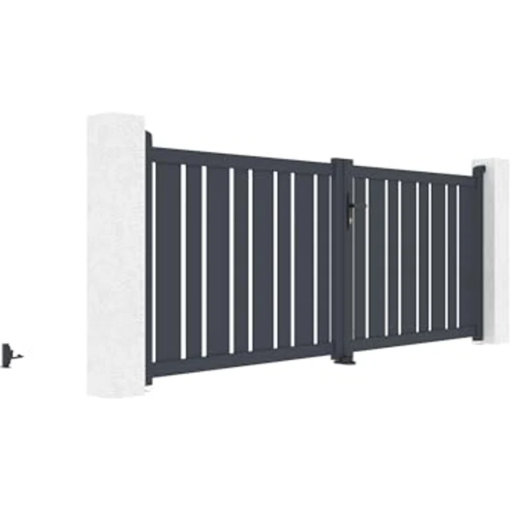 Casanoov Doppelflügeltor VEYMONT, Aluminium 3m, Höhe 120cm, grau, korrosionsbeständig, Zubehör inklusive – Bild 4