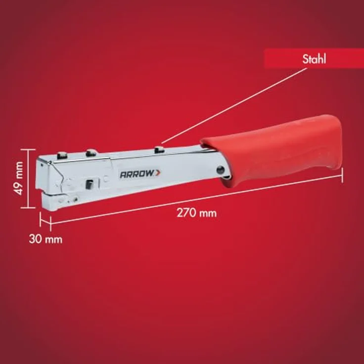 Arrow Hammertacker HT19, leichter Tacker für Feindrahtklammern 6 mm - 10 mm, mit verchromtem Stahlgehäuse und Softgriff – Bild 4