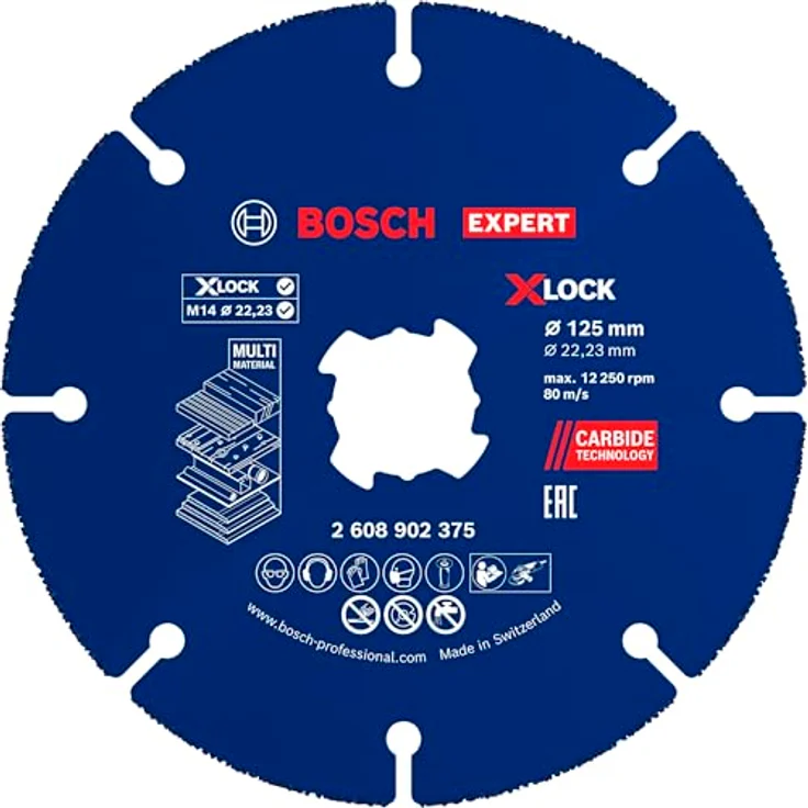 Bosch EXPERT Carbide Multi Wheel Trennscheibe, X-Lock, Ø 125 mm, für Hartholz und Holz mit Nägeln, Professional Zubehör für kleinen Winkelschleifer – Bild 1