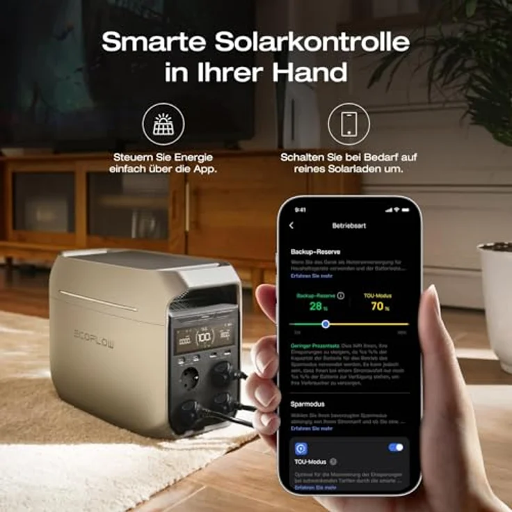 EF ECOFLOW DELTA 3 Plus Tragbare Powerstation 1 024 Wh, Silber, mit 220 W Solarpanel, 1 000 W Solareingang, LiFePO4 Batterie für Notstrom und Camping – Bild 4