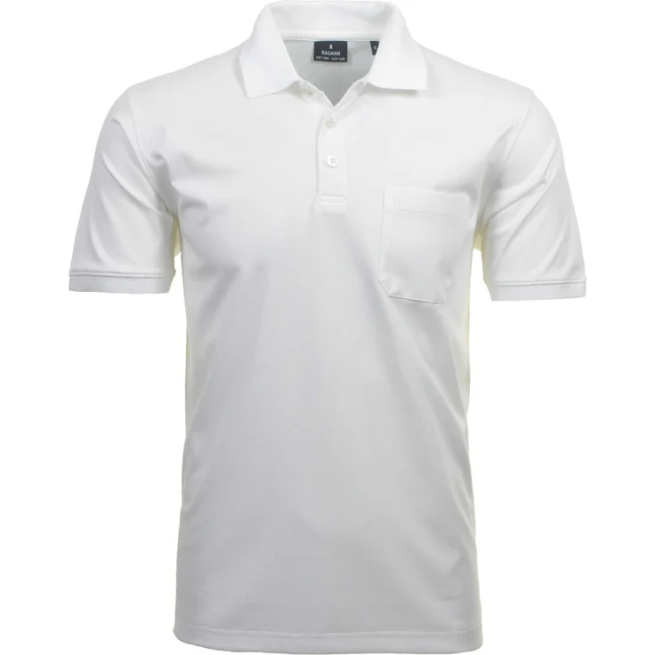 RAGMAN Poloshirt Herren Softknit-Polo, einfarbig mit Brusttasche, Knopfleiste - Blau – Bild 1