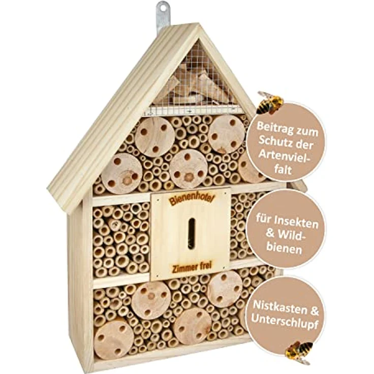 CULT at home Insektenhotel und Nistkasten Höhe 38 cm - Schmetterlingshaus Marienkäferhotel Bienenhotel aus Holz – Bild 1