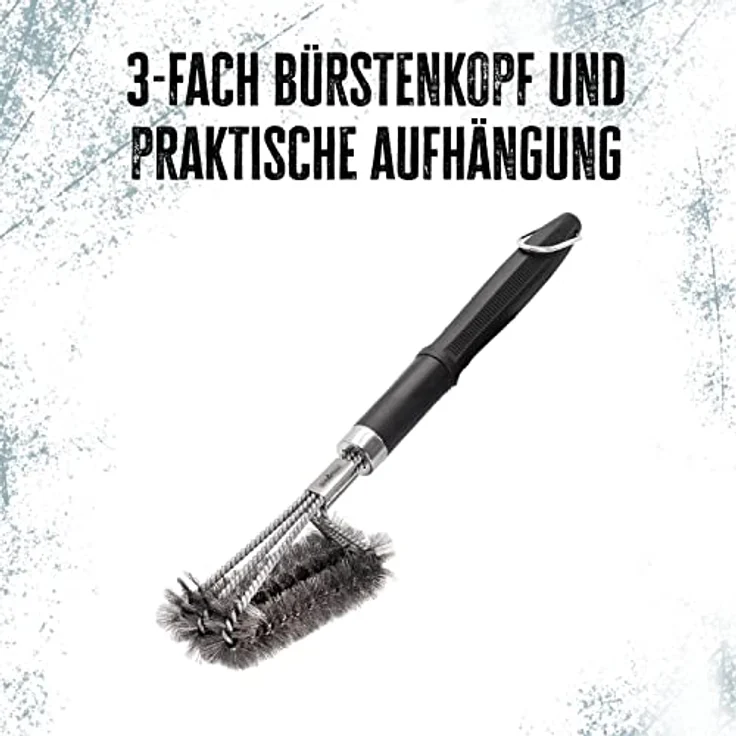 Grillfürst Premium Grillbürste mit Edelstahl Borsten, 45 cm - Grill Reinigungsbürste für Grillrost, Grillrost Bürste mit langem 3-Fach Bürstenkopf – Bild 3