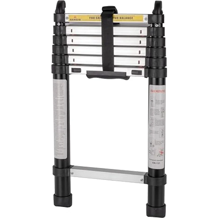 Brunner Teleskopleiter Laddy Alcove Air, höhenverstellbar, stabiler Aluminiumrahmen, rutschfeste Stufen, perfekt für Camping und Haushalt – Bild 2