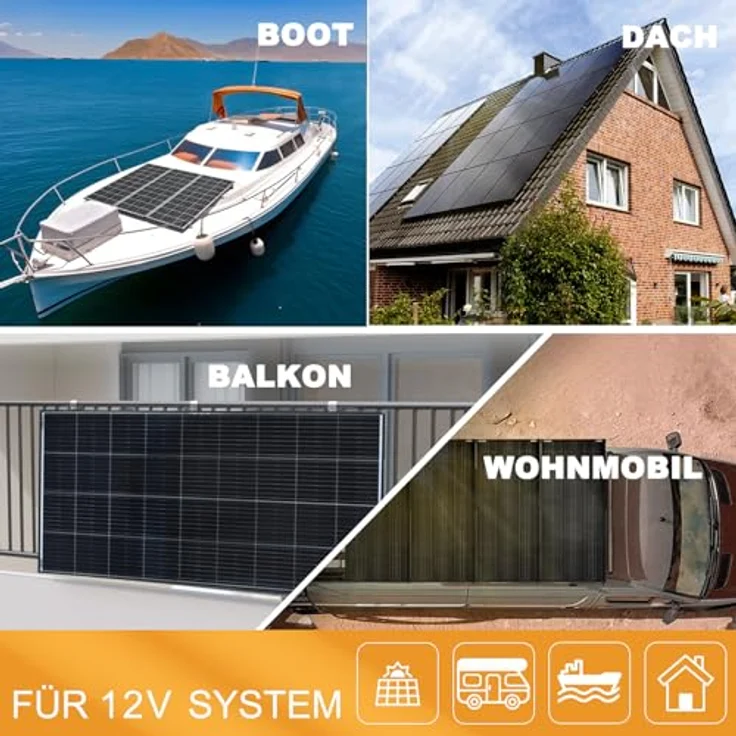 enjoy solar Solarmodul Eco Line ES200M36, Monokristallin PERC-Zellen 200W mit schwarzem Rahmen, Leistungsgarantie 10 Jahre 90% und 25 Jahre 80% – Bild 2