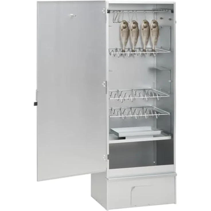 vidaXL Räucherofen mit Holzspänen, Smoker Räucherschrank aus verzinktem Stahl mit Thermometer und viel Platz zum Räuchern – Bild 3