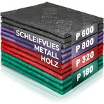 S&R Schleifvlies-Pads – 12er Set mit Körnungen P180-P320-P600-P800, Schleifvlies für Metall, Holz, Stahl & Edelstahl, flexibel einsetzbar zum Schleifen & Polieren