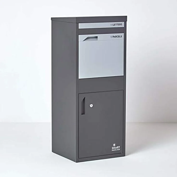 Smart Parcel Box L grau 42x39x103 cm, Briefkasten mit Rückholsperre, Paketentnahme vorne & hinten, wetterfest & rostfrei – Bild 2