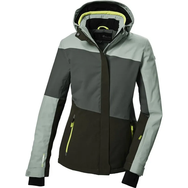 "Killtec Funktionsjacke KSW 67 WMN SKI JCKT GR³NGRAU, Damen Skijacke mit abzippbarer Kapuze, wasserdicht, atmungsaktiv, PFC-frei, in grüngrau"