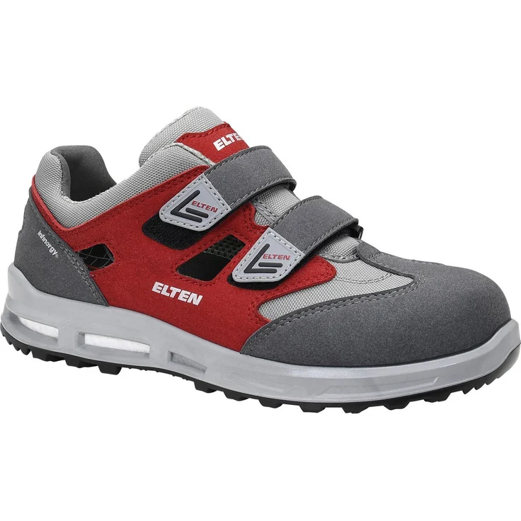 ELTEN TRAVIS XXT grey-red Easy ESD S1 Sicherheitsschuh, atmungsaktiv mit PU/PU Sohle, gepolsterter Lasche und ESD-fähiger Einlegesohle – Bild 1